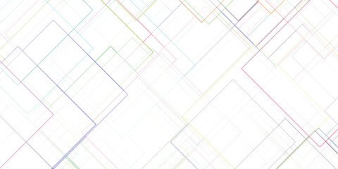 Abstract geometric background of intersecting colorful lines on a white backdrop creates a modern design for various applications