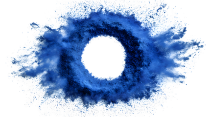 Blue powder circle with blank center isolated on white