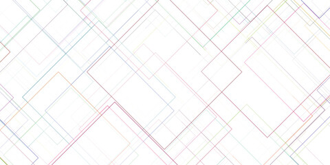 Abstract geometric composition of colorful overlapping rectangles on a white background