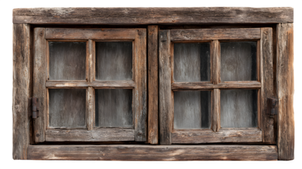 Rustic old wooden window frame isolated on white
