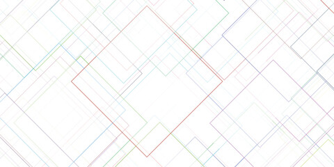 Abstract geometric background with overlapping pastel lines and square shapes on a white backdrop for modern design and digital visuals.