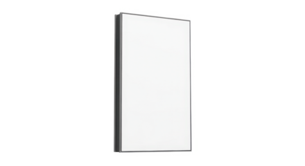 Sleek rectangular mirror with a thin black frame, isolated on white background.