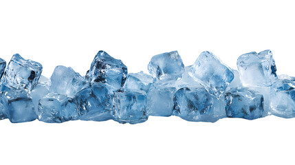 Fototapeta premium Bottom border of frozen ice cubes isolated on white