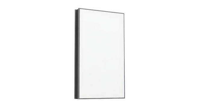 Sleek rectangular mirror with a thin black frame, isolated on white background. - Powered by Adobe