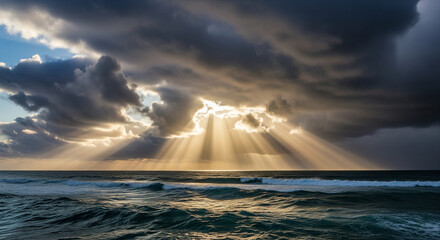 Golden Rays of Light on a Choppy Sea

