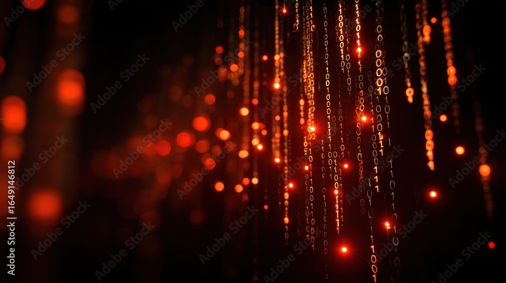Poster abstract composition of glowing red lights, creating a captivating visual display against a dark bac