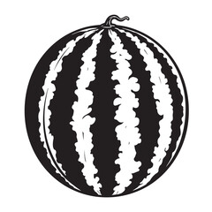 black and white silhouette vector of watermelon fruit on white background