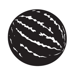 black and white silhouette vector of watermelon fruit on white background