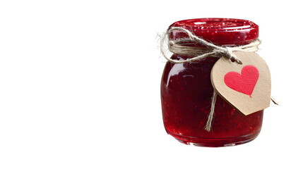 Raspberry Jam Jar with Heart Tag, isolated on transparent background