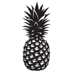 Obraz premium vector black and white silhouette of pineapple fruit on a white background