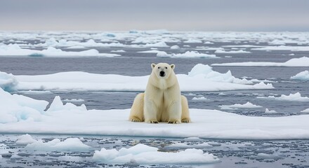 Majestic Polar Bear on Arctic Ice Floes