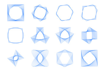 set of line wave fluid shapes. collection of circle geometric abstract liquid black forms ,modern futuristic retro brutalism design for card, invitation, wallpaper, poster