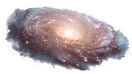 Spiral galaxy with glowing center isolated on white