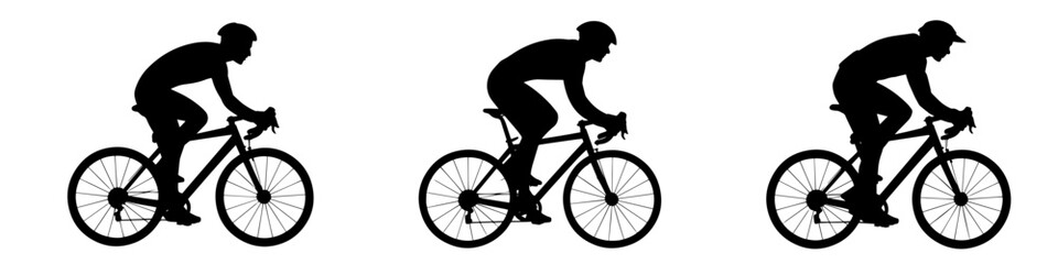 Silhouettes of  cyclists riding bikes