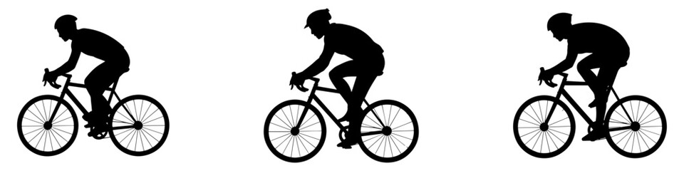 Fototapeta premium Silhouettes of cyclists riding bikes