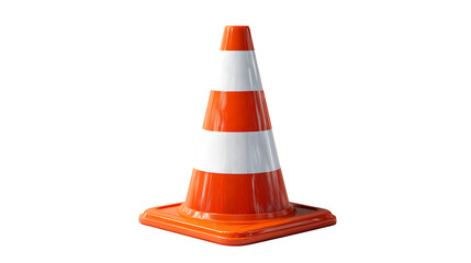 Traffic cone with striped symbol icon isolated on white