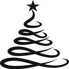 Abstract Swirl Christmas Tree Vector Icon