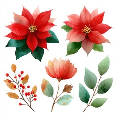 Poinsettias and winter blooms in vibrant colors showcasing festive floral arrangements for the holidays