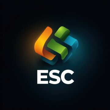 Colorful abstract logo with ESC text on dark background showcasing creativity and modern design