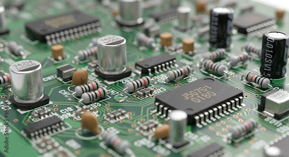 Poster circuit board electronics components technology engineering microchip motherboard design system hard