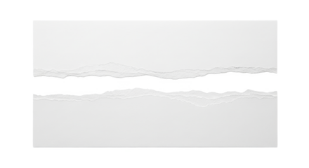 A single sheet of white paper torn horizontally into two pieces with rough, jagged edges.