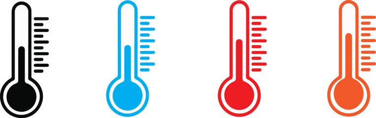 Thermometer symbols, temperature scale, weather icons. Thermometer icon stroke vector icon simple black style, illustration.