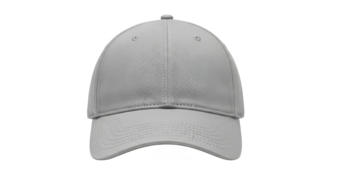 A classic light gray baseball cap with a curved visor, shown from the front on a white background.