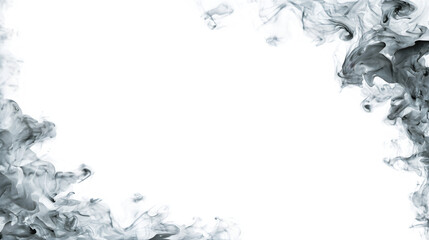 White smoke in corner border frame isolated on white