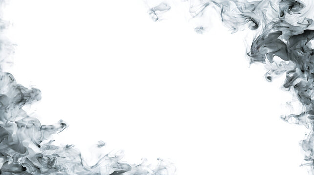 White smoke in corner border frame isolated on white
