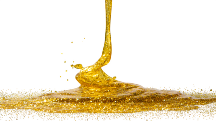 Gold glitter droplet splash isolated on white