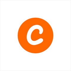 Playful and modern letter C logo in a vibrant orange circle, designed with a clean and friendly style &mdash; perfect for fresh brands, creative startups, trendy apps, and bold business identities.