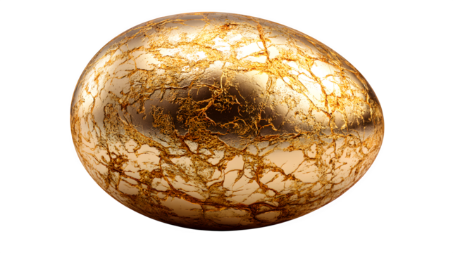 Golden Easter egg with shine effect isolated on white