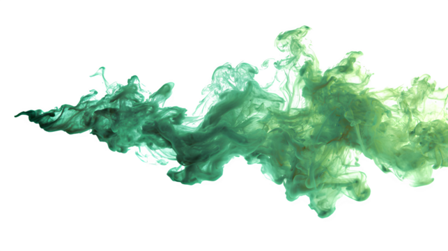 Green flame with smoke isolated on white