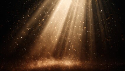 Golden spotlight illuminating particles