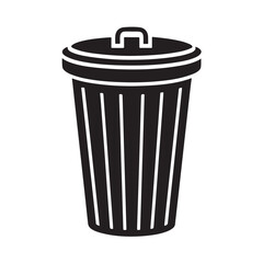 Minimal Trash Bin Silhouette Vector Icon Design