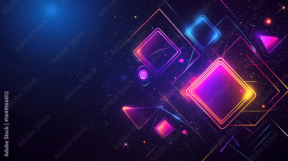 Poster a colorful background with squares and triangles