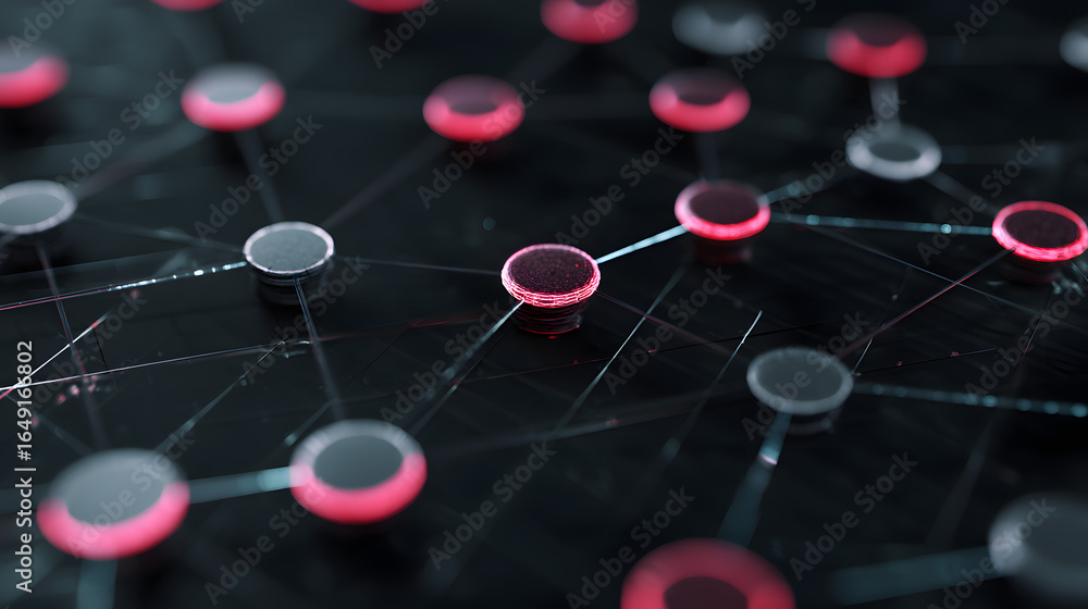 Poster network connections: intricate network of interconnected nodes, symbolizing the complex structure of