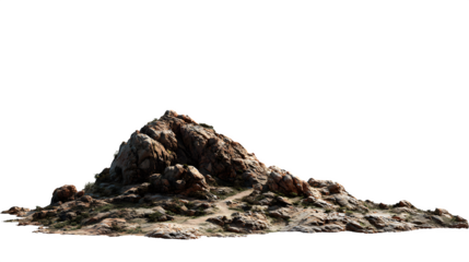 Rocky Hillside 3d rendered, isolated on transparent background
