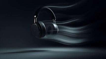 Sonic Velocity: A sleek, wireless headphone floats weightlessly against a dark backdrop. Its design embodies a symphony of sound, representing the freedom and immersion it provides.