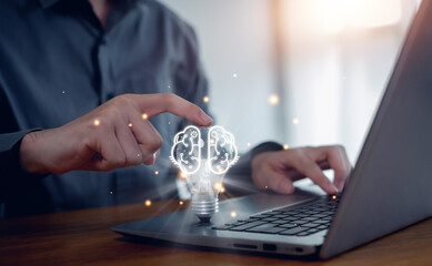 Idea thinking processes and psychology, thinking concept. Machine learning and artificial...