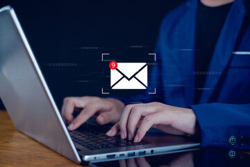 New email notification concept for business e-mail communication and digital marketing. Inbox...