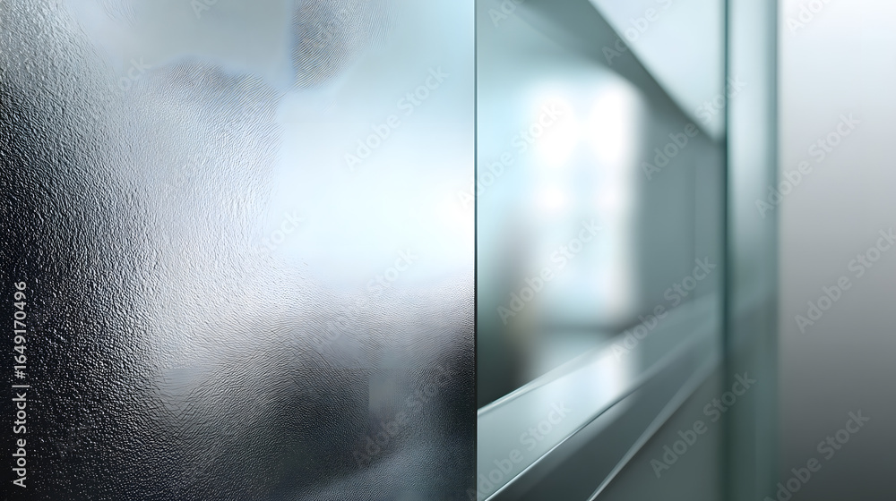 Poster glass and reflection: an artistic depiction of sleek, modern glass reflecting light, creating a mini