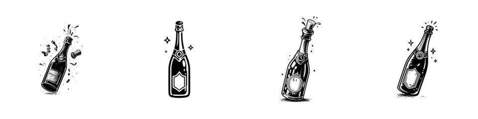 Obraz na płótnie Canvas Celebrating moments with champagne bottle illustrations showcasing the joy of toasting and festivities