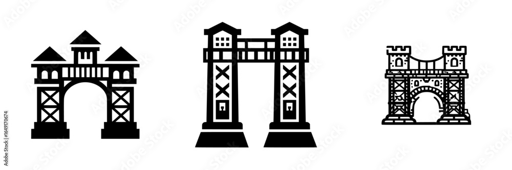 Poster unique architectural designs of bridges showcasing creativity and engineering in a minimalistic styl