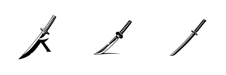Different styles of traditional blades displayed in a minimalist design for artistic expression
