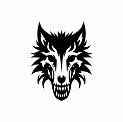 Fototapeta premium Wolf Skull Silhouette – Dark Gothic Death Metal Icon