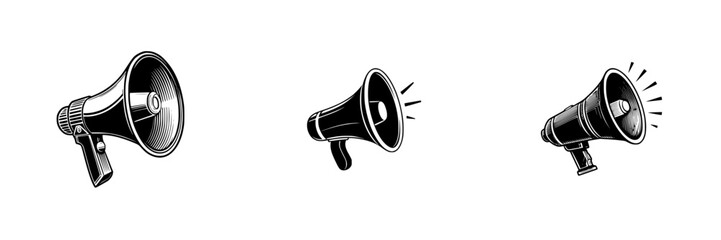 Megaphones used for announcements at an outdoor event during daytime