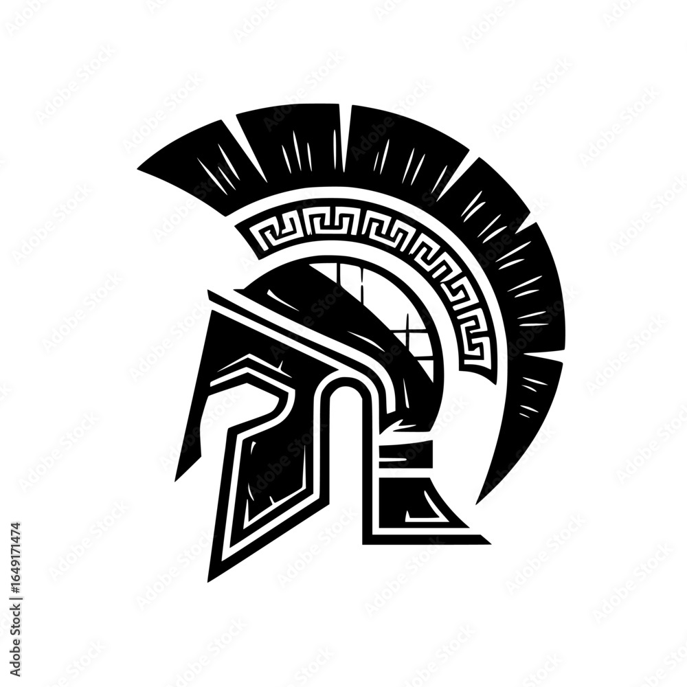 Aufkleber warrior helmet design with greek patterns and distinct features, showcasing ancient influence in mod