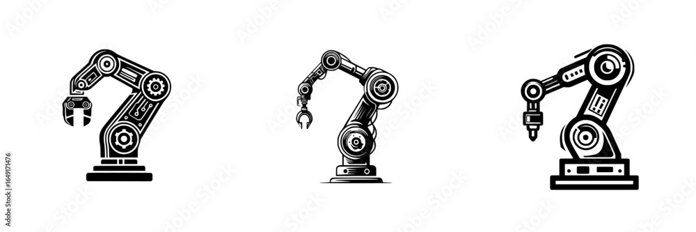 Aufkleber robotic arms showcase diverse capabilities for industrial automation and assembly processes