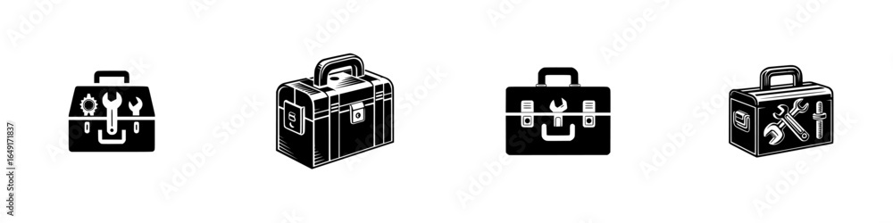 Poster Toolboxes designed for various tasks displayed in a clean, minimalistic style ideal for an organizational setting